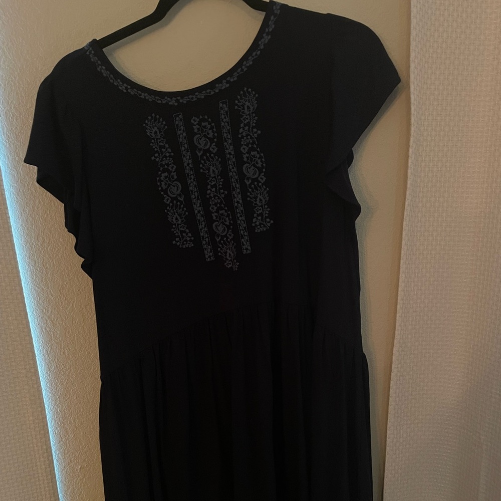 Loft Navy floral stitch dress